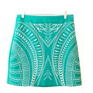 Turquoise and silver mini skirt